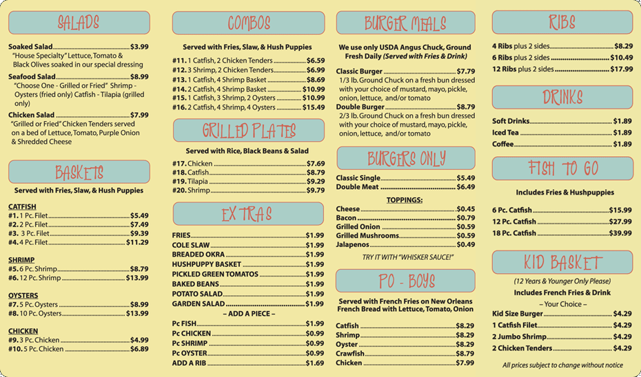 Mr. Whiskers Food MENU